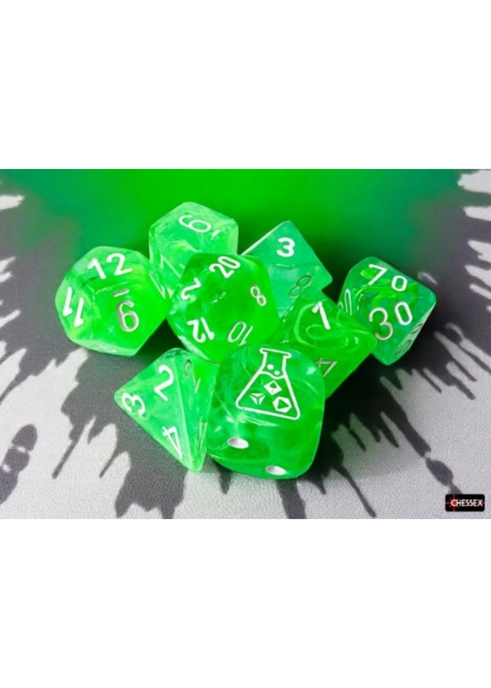 Chessex Lab Dice 9: Nebula Gelatinous/white Polyhedral 7-Die Set (with bonus die)
