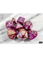 Chessex Lab Dice 9: Gemini Copper-Purple/white Polyhedral 7-Die Set (with bonus die)