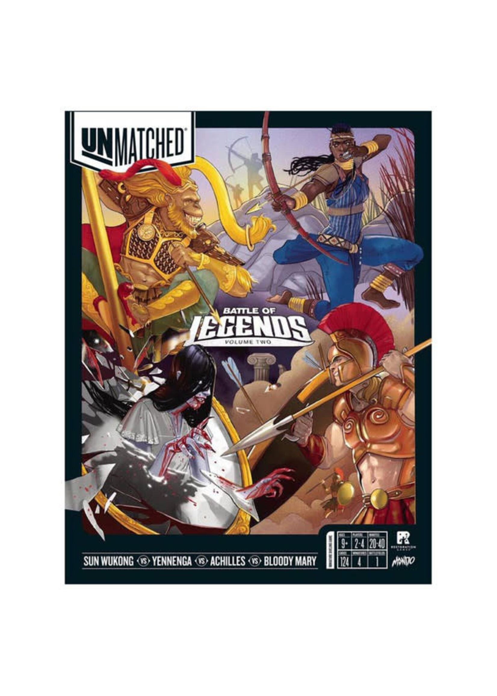 Restoration Games Unmatched: Battle of Legends Vol. 2 - Achilles, Yennenga, Sun Wukong, Bloody Mary