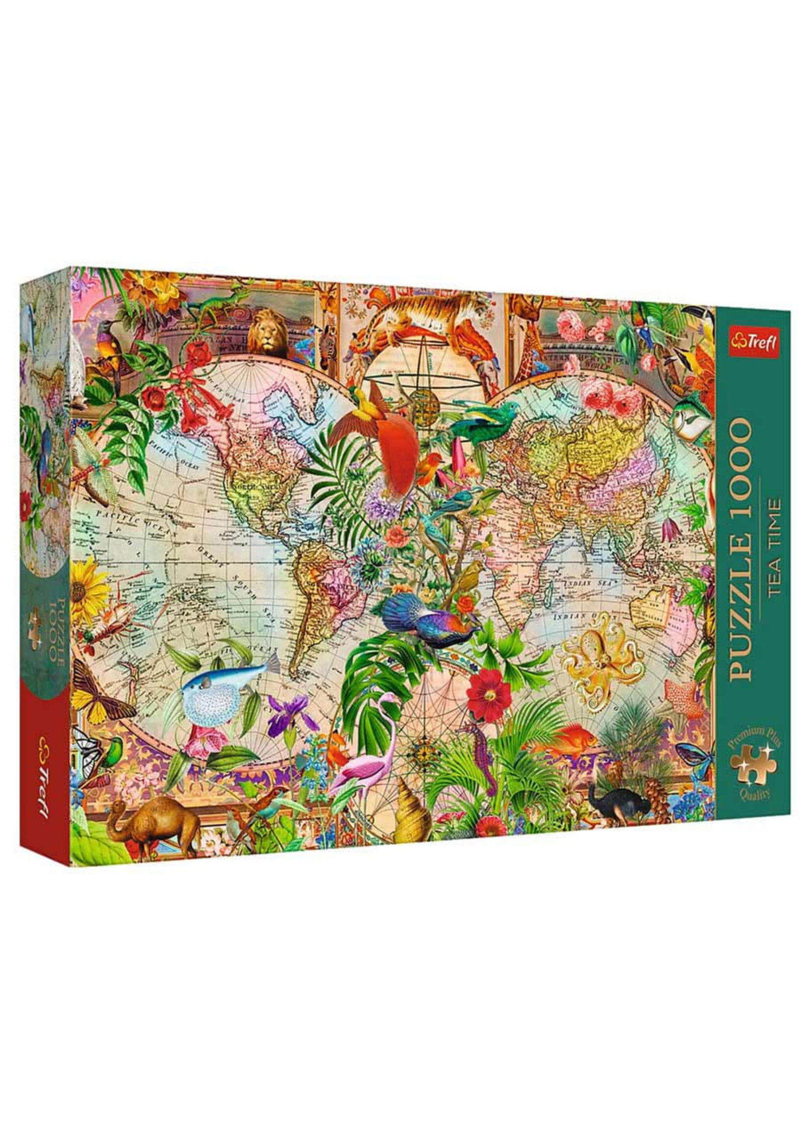 Trefl Puzzle: Tea Time: Antique World Map 1000 Piece (Premium Plus)