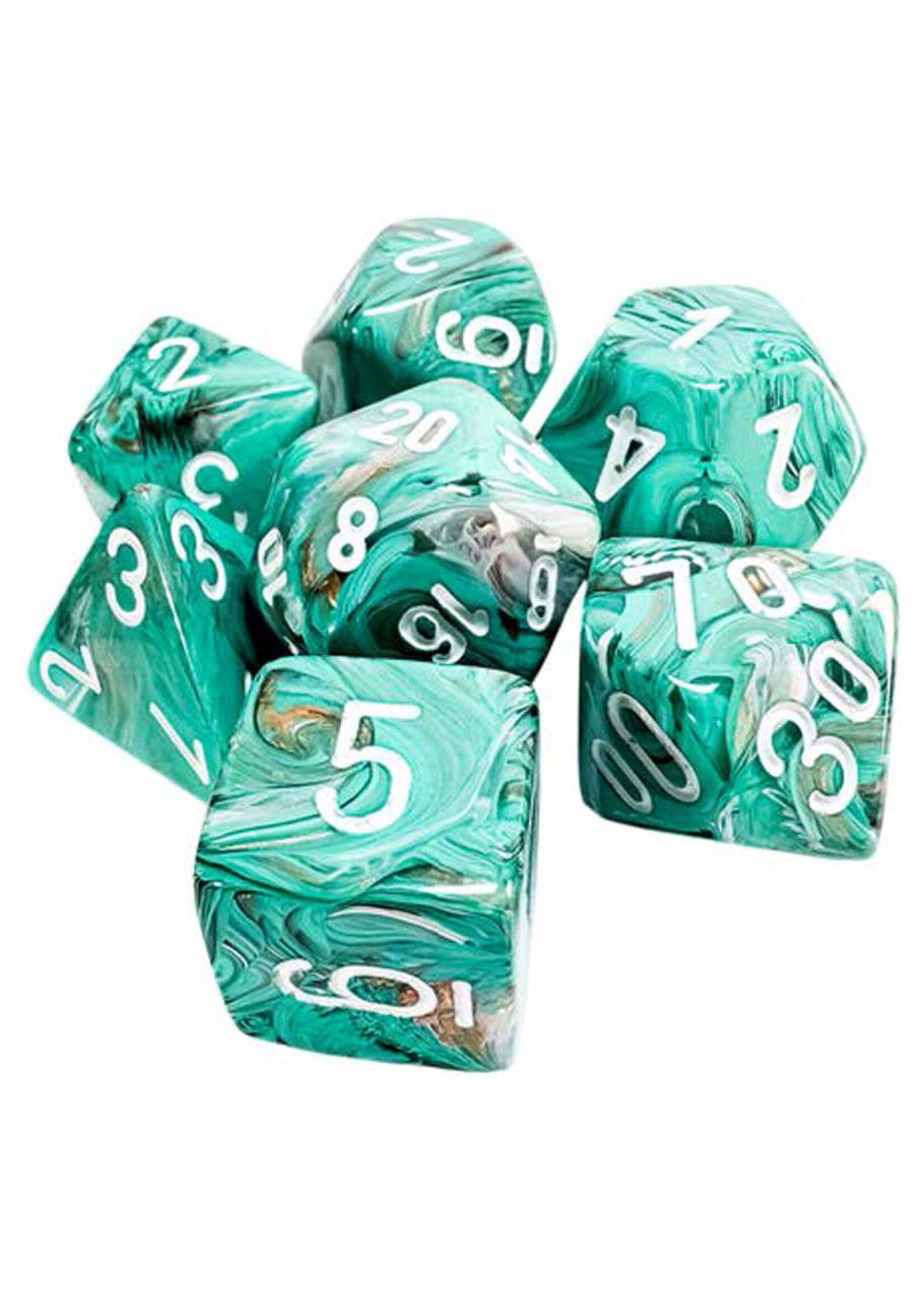 Chessex 7-set Mega Hedrals: Marble Oxi-Copper w/ White