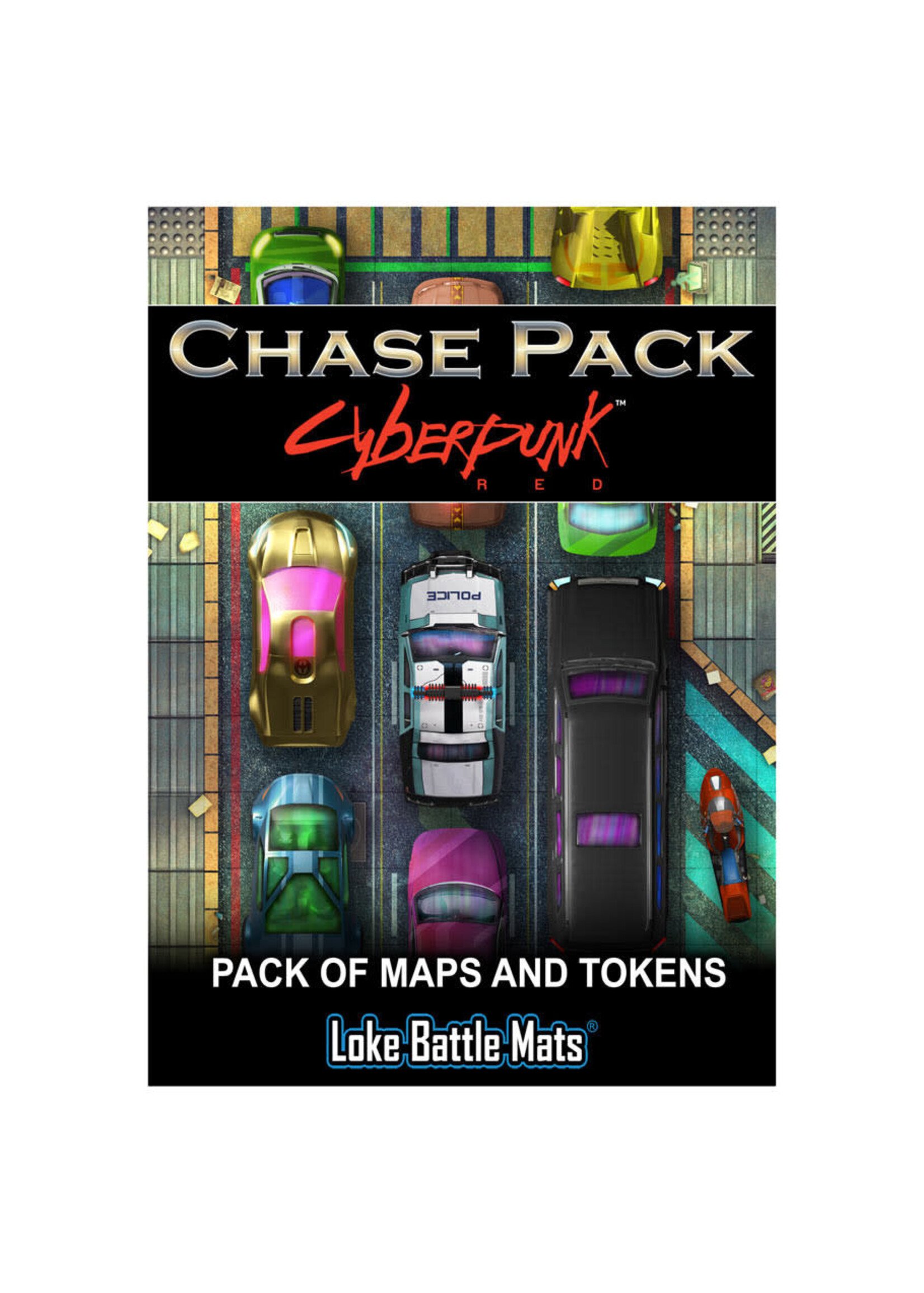 LOKE BATTLEMATS Cyberpunk: Chase Pack Maps & Tokens for Cyberpunk RED