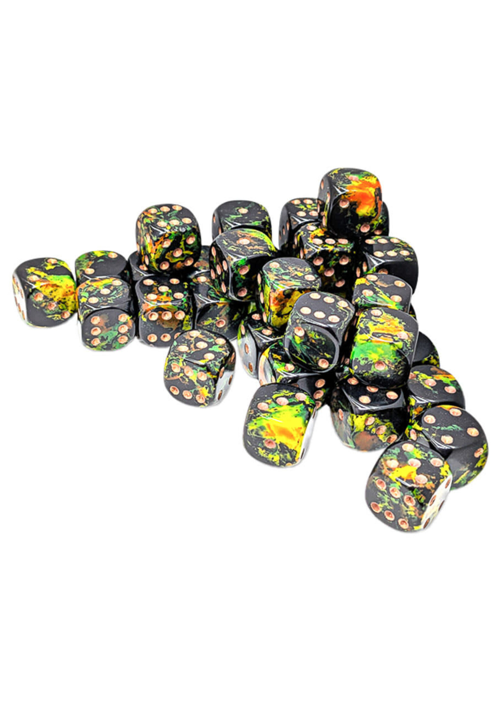 Chessex d6 Cube 12mm Brush Deep Forest (36)