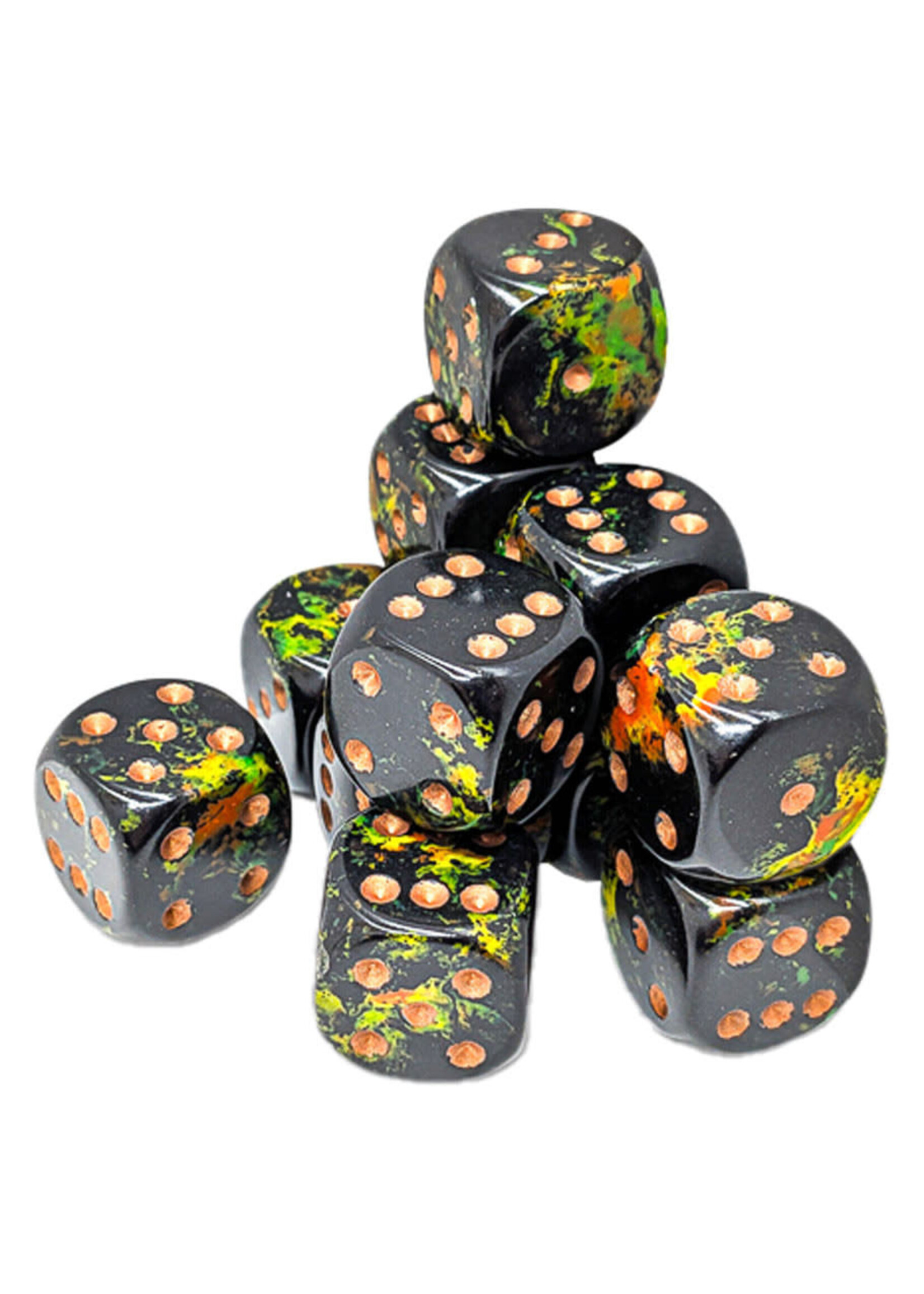 Chessex d6 Cube 16mm Brush Deep Forest (12)