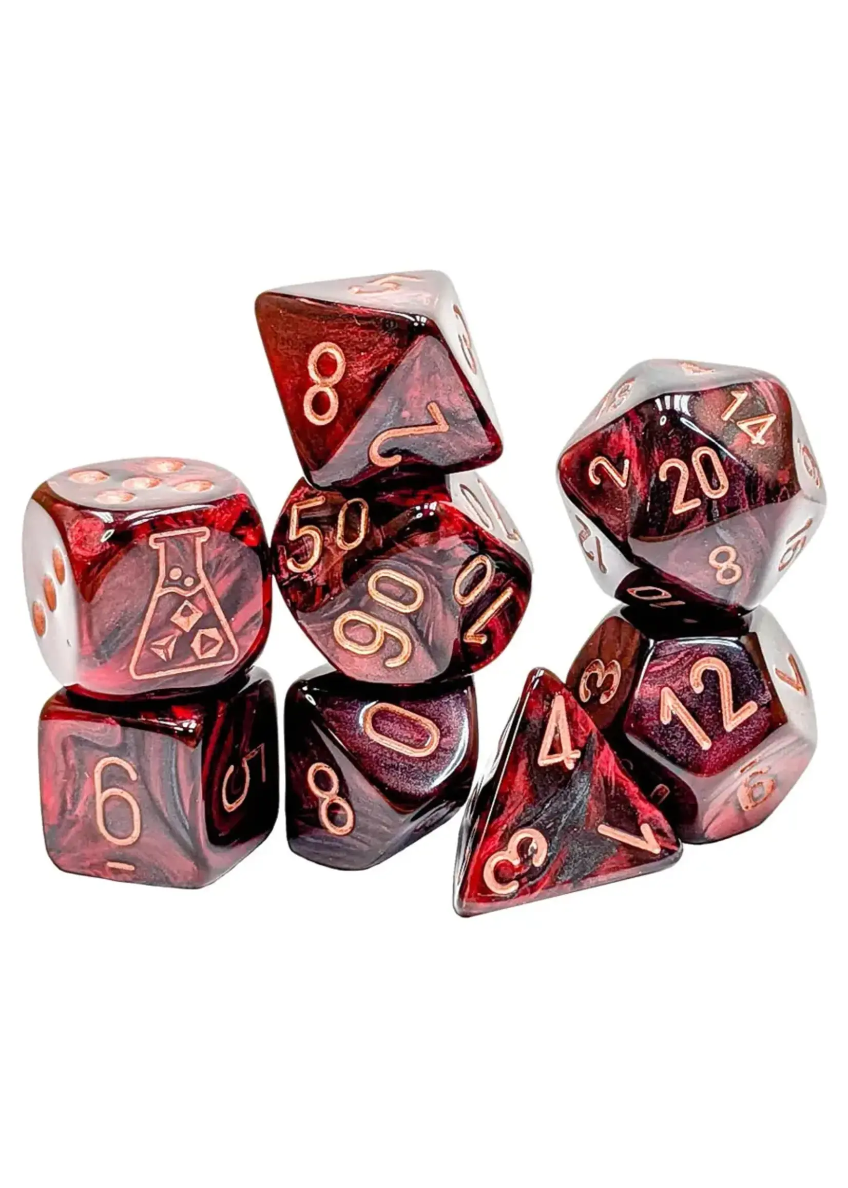 Chessex Lab Dice Lustrous Poly 7 set: Gothic w/ copper