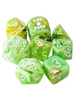 Chessex Lab Dice Marble Poly 7 set: Sour Green w/ white