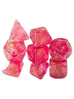 Chessex Lab Dice Shimmer Poly 7 set: Ignis w/ gold