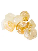 Chessex Lab Dice Borealis Poly 7 set: Champagne w/ White