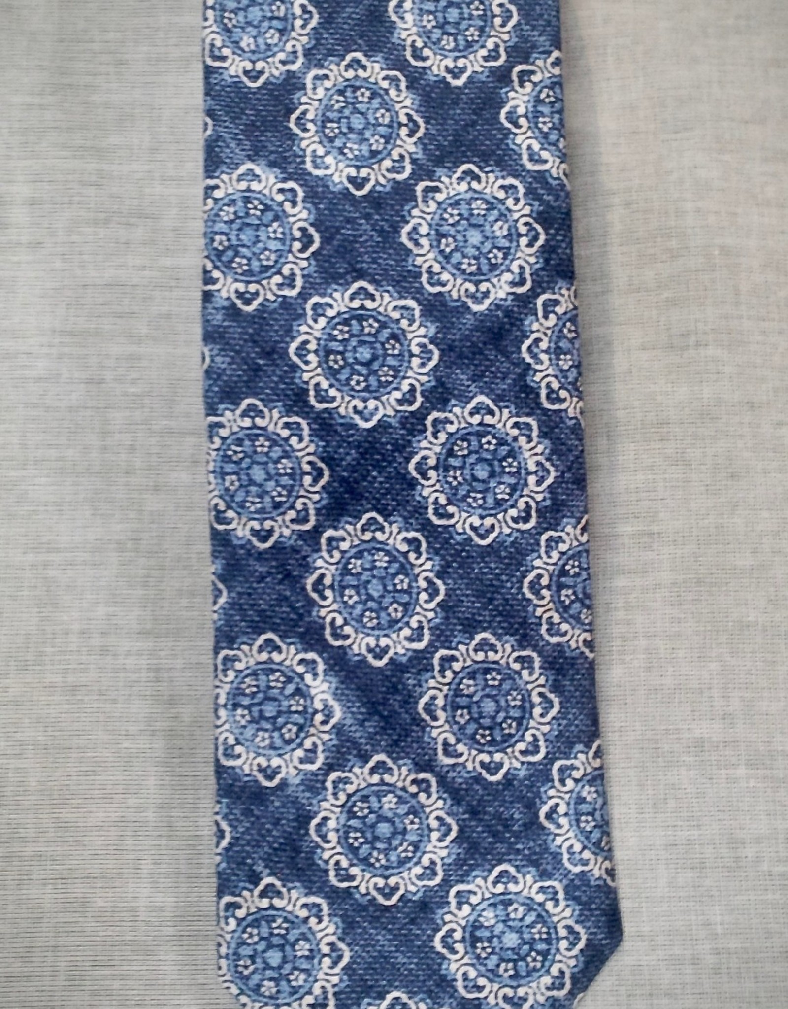 Silk Tie - Blue with Blue and White Coin