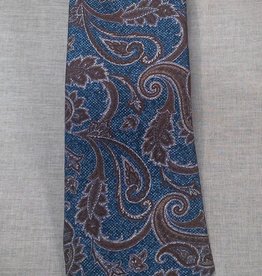 Silk Tie - Blue and Brown Paisley
