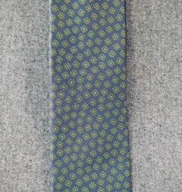 Silk Tie - Blue with Green Flowers