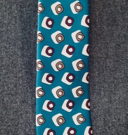 Silk Tie - Teal with White Squares and Circles