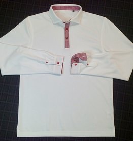 Harris & Tailor Polo - White Long Sleeve Red Trim