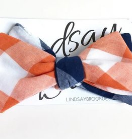 Lindsay Brook Designs Contrast Orange and Blue Bow Tie