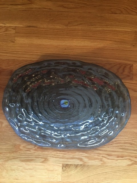 Annieglass Indigo Oval Platter 16x11