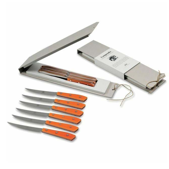 Berti Compendio Steak Knives Orange set of six