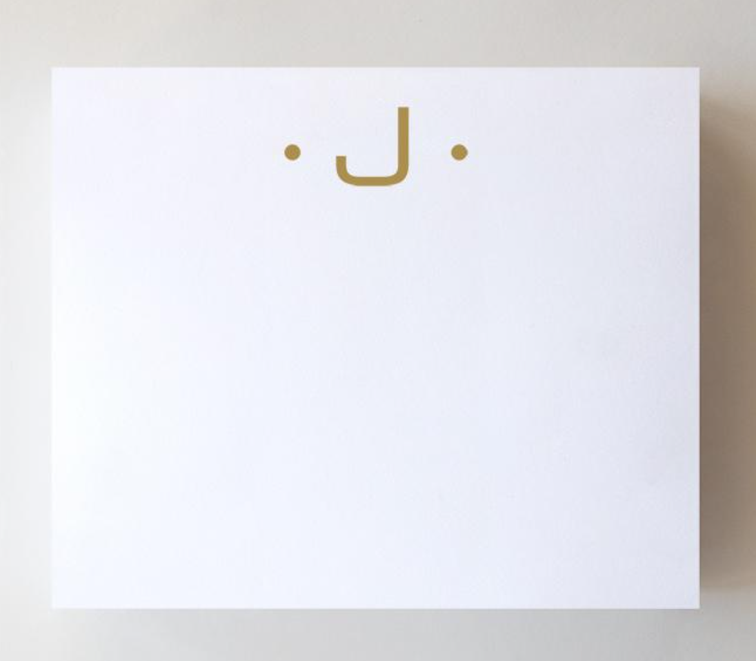 Black Ink Gold Foil Large Initial Pad - J