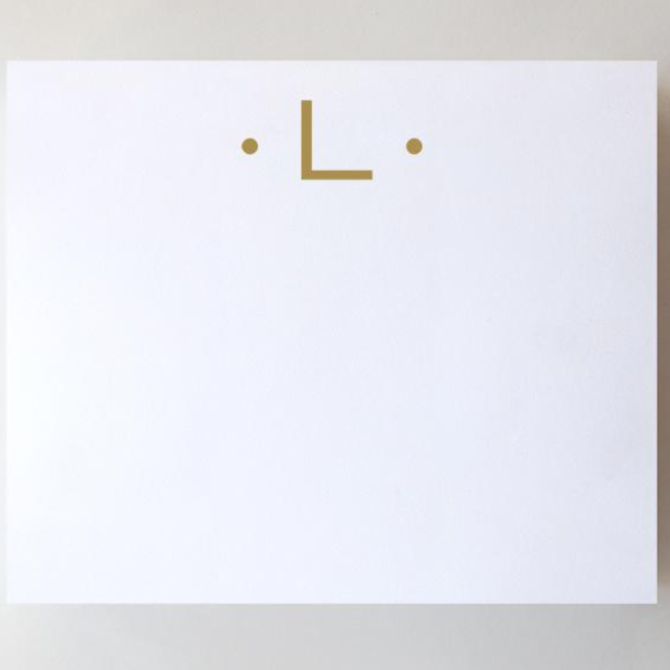 Black Ink Gold Foil Large Initial Pad - L