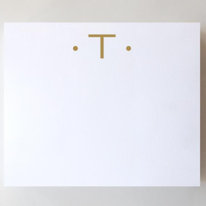 Black Ink Gold Foil Large Initial Pad - T