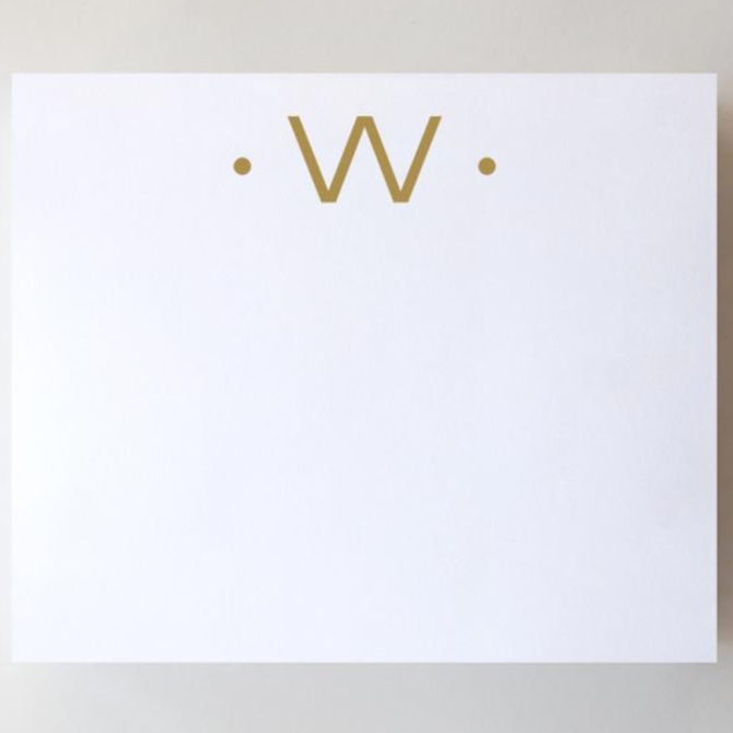 Black Ink Gold Foil Large Initial Pad - W