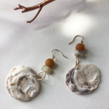 Bopbe Jewelry Oyster, Moonstone + Yellow Jade or Riverstone Earring -