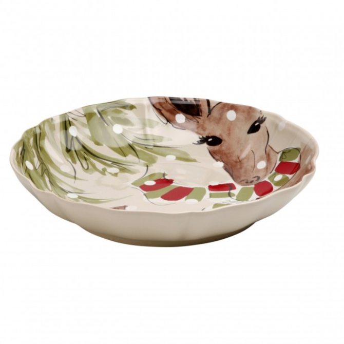 Casafina Living Deer Friends Lg Shallow Bowl