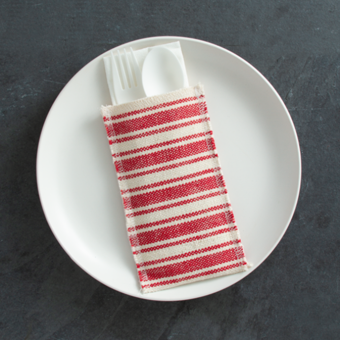 Cutlery Couture Red Cotton Stripe set of 8