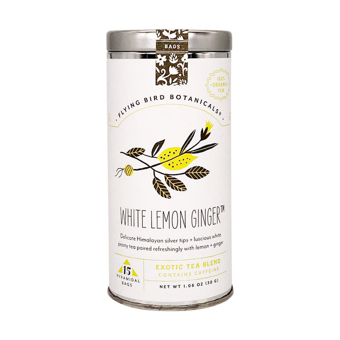 Flying Bird Botanicals White Lemon Ginger - 15 bag tin