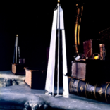 Firelight Glass Obelisk Candle - 9" tall