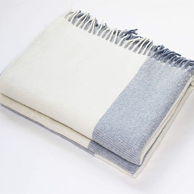 Harlow Henry Alpaca Throw Light Blue Stripe