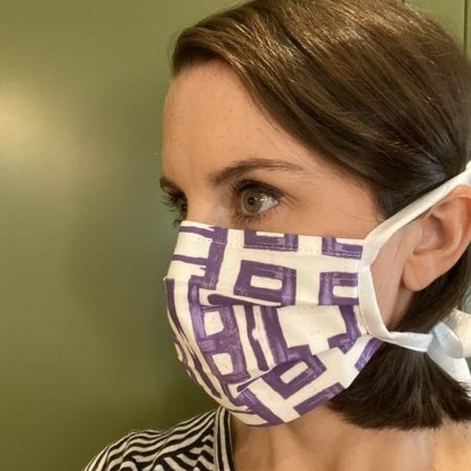 Lindsay Cowles anti-viral masks purple