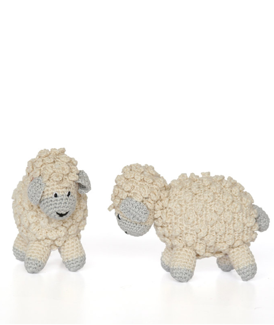 Melange Little crochet sheep 4"x3.5" - ecru with grey