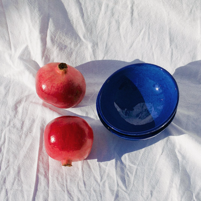 Pomelo Bowl Blue Hand Painted Small