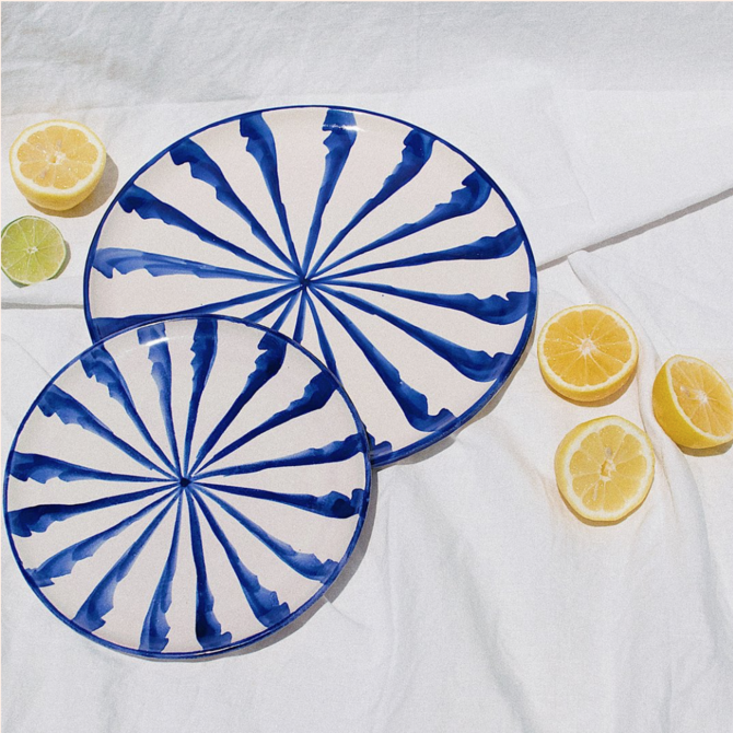 Pomelo Salad Plate Blue