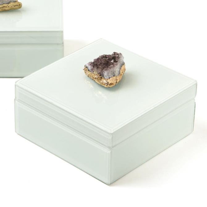 Two's Company Amethyst Geode Hinged Box Square
