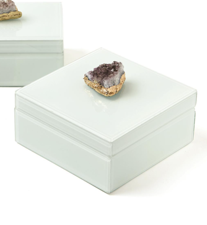 Two's Company Amethyst Geode Hinged Box Square