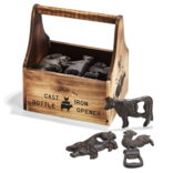 Two's Company Cast Iron Bottle Opener in Wooden Display