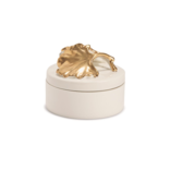 Two's Company Gold Ginkgo Leaf Covered Box