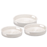 Two's Company White Rattan Round Tray Large