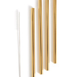 W&P Design 10" Metal Straws, Set of 4 w/ Cleaner, Gold