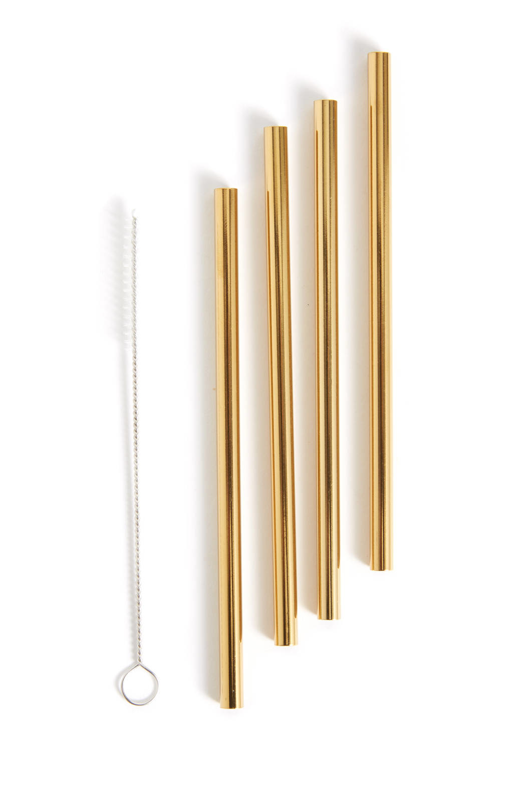 W&P Design 10" Metal Straws, Set of 4 w/ Cleaner, Gold