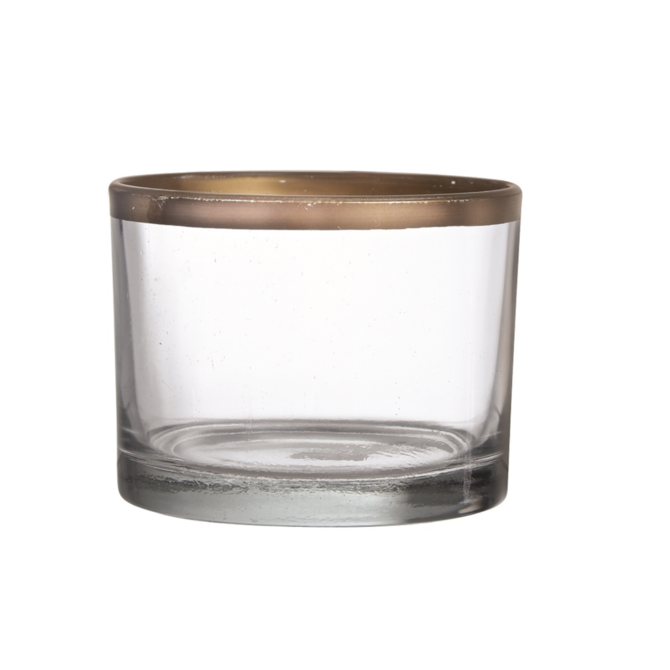 BIDKHOME Glass Gold Rim Vase/ Bowl 3.5" Clear