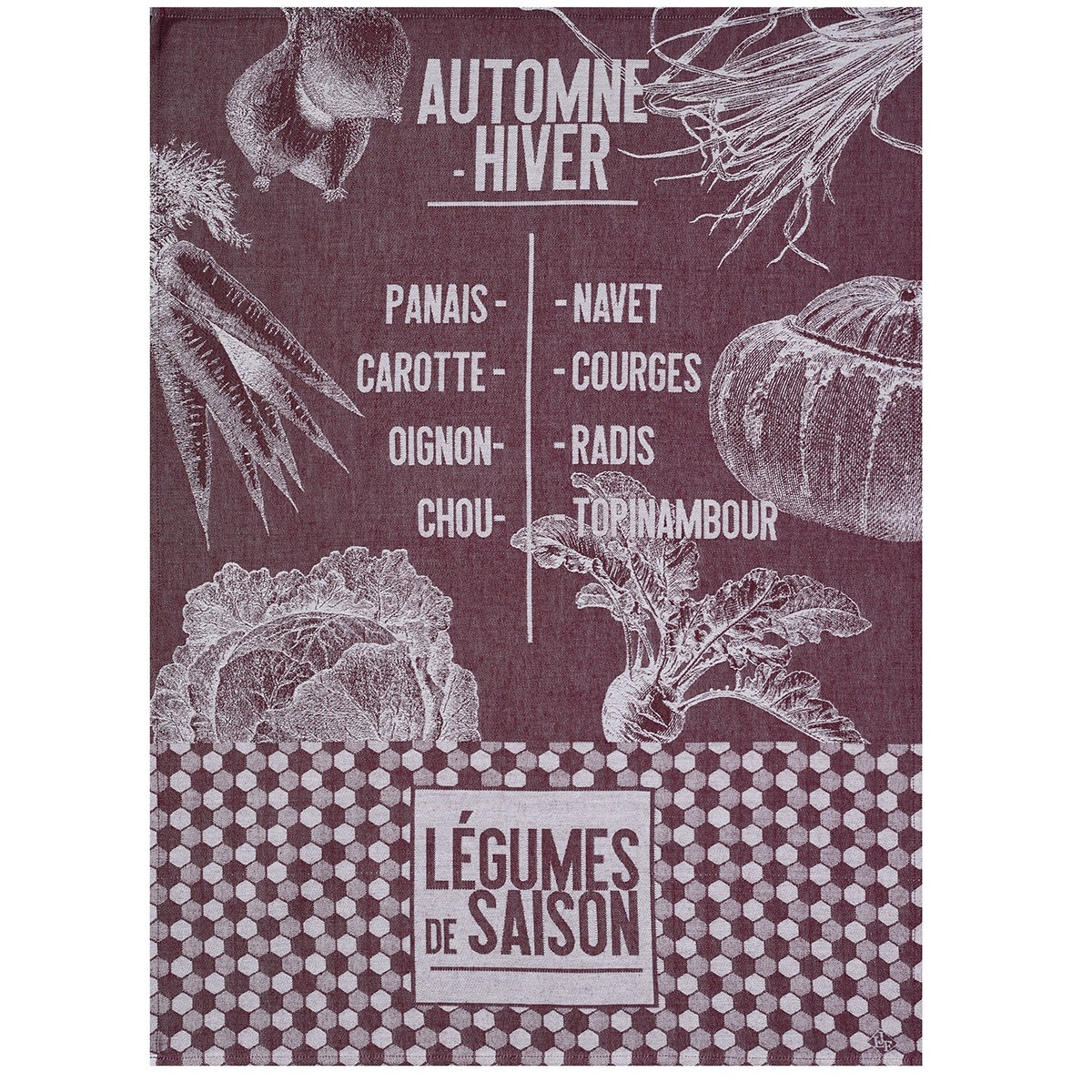 LJF De Saison Legumes Aubergine Tea Towel