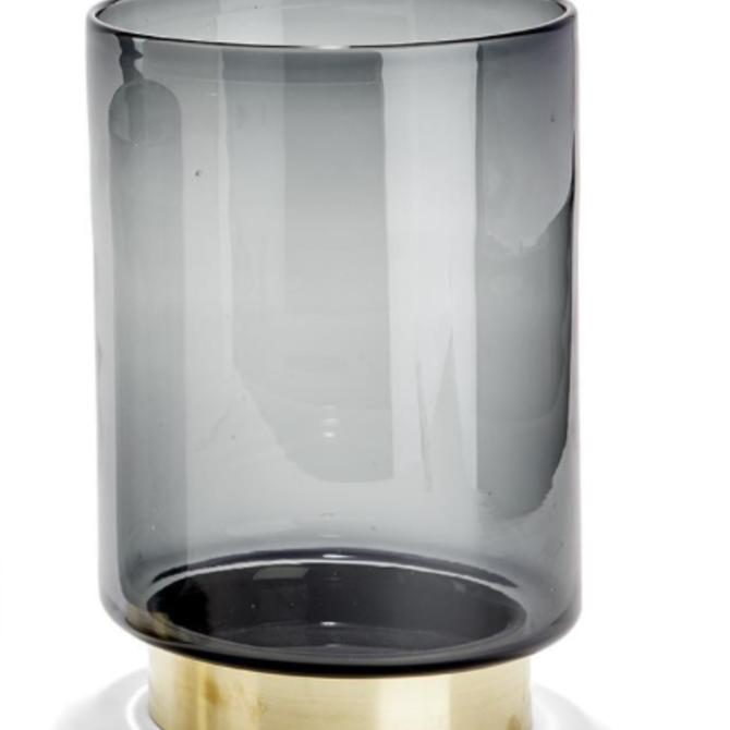 Two's Company Smokey Vase w/Brass Medium