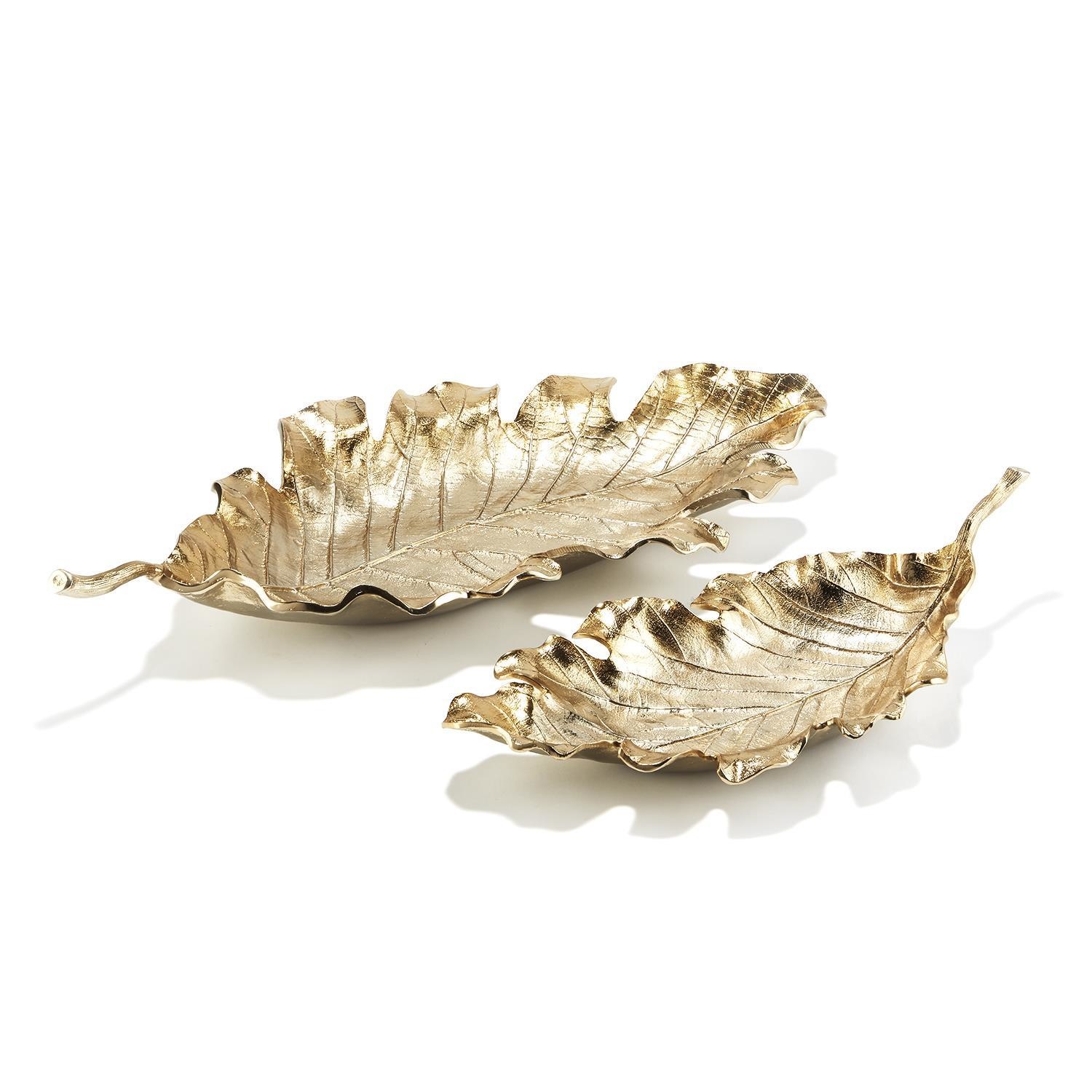 Two's Company Champagne Leaf Decorative Tray Small