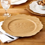 Two's Company Scalloped Wood Veneer Charger
