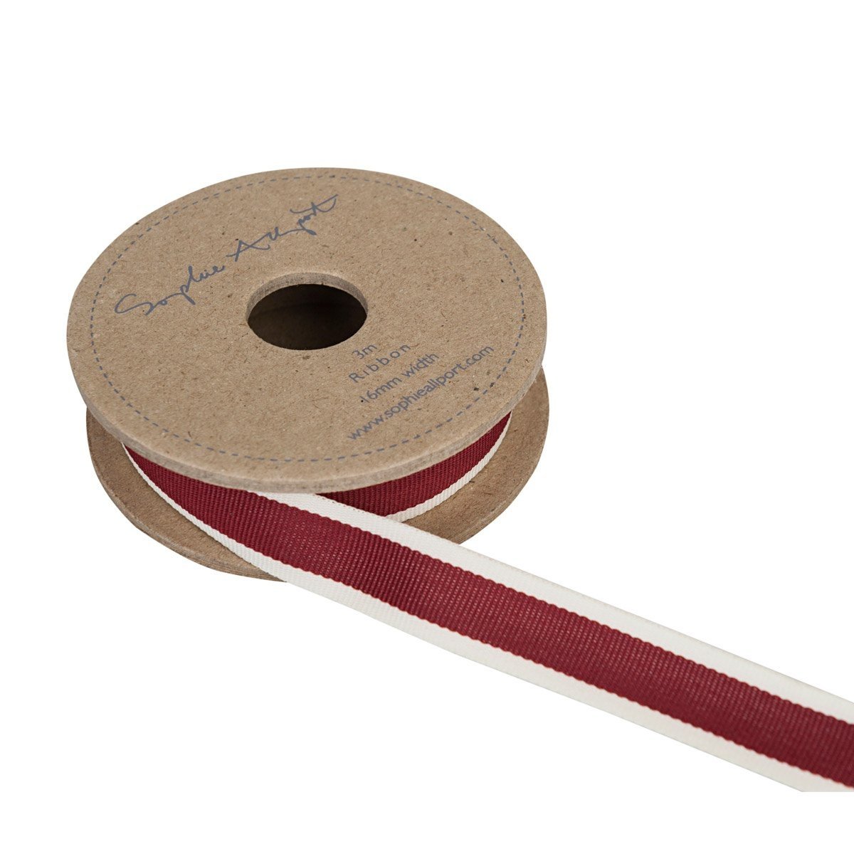 Sophie Allport Ribbon On Spool Claret Red Stripe