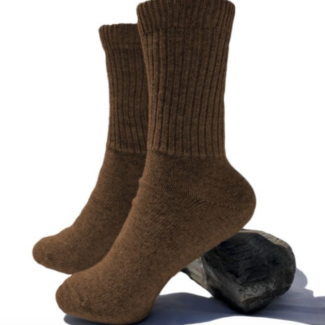 Peruvian Link Thera Alpaca Copper Socks Tobacco M