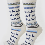 Peruvian Link Alpaca Herd Crew Sock L/XL Ivory Royal Blue