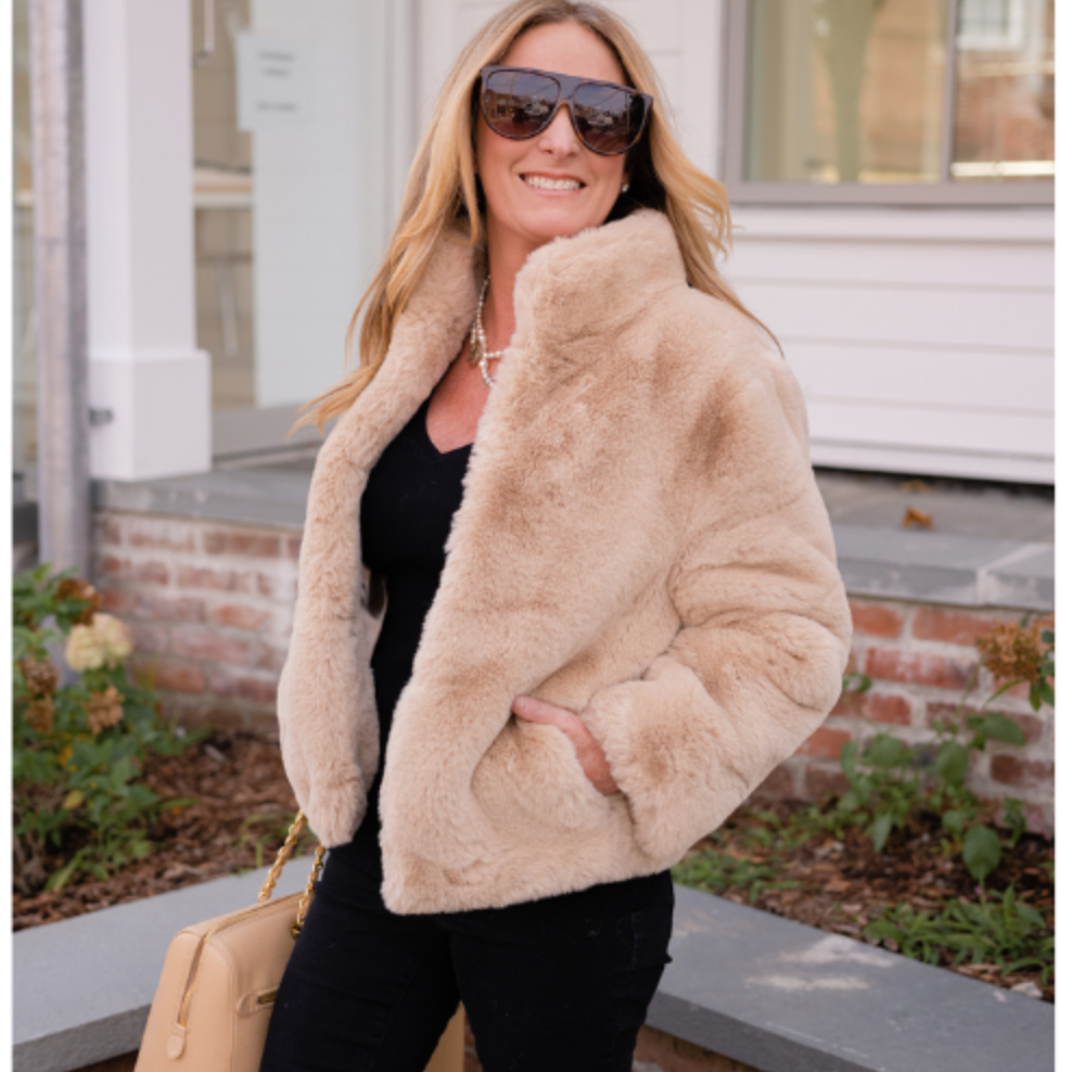 Pretty Rugged Camel Faux Fur Reversible Bomber